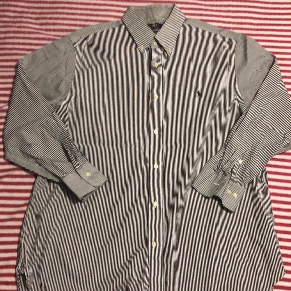 Ralph Lauren Navy and White Pinstripe Button-Down Shirt